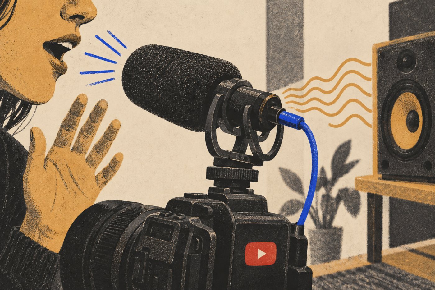 تصوير أداء لفيديو على YouTube مع موسيقى منفصلة يوضح ضرورة تحديد حقوق المادة المطالب بها قبل الاعتراض.
