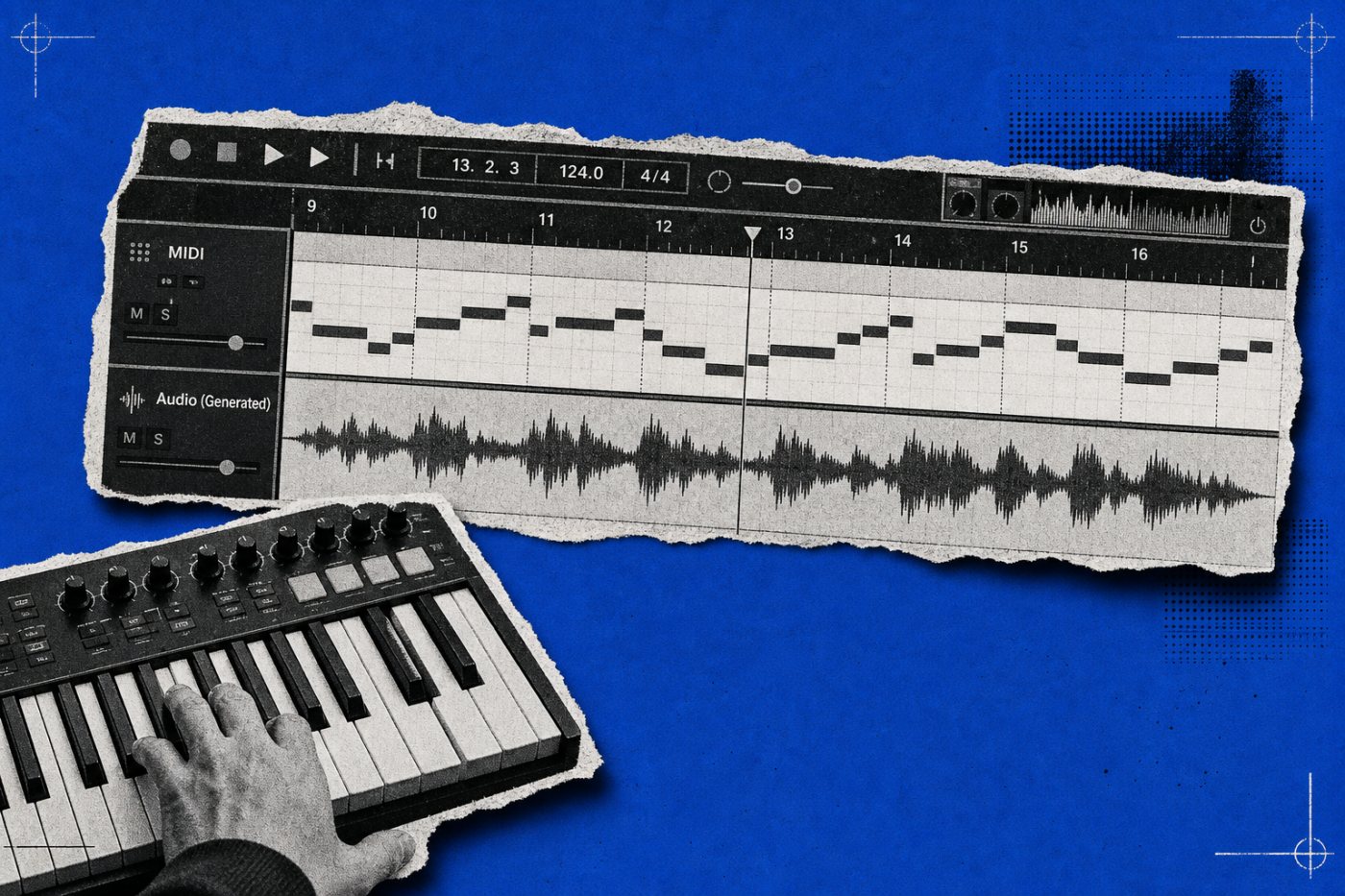 Suno Studio 2.0 uses an editable MIDI performance to guide a new audio generation.