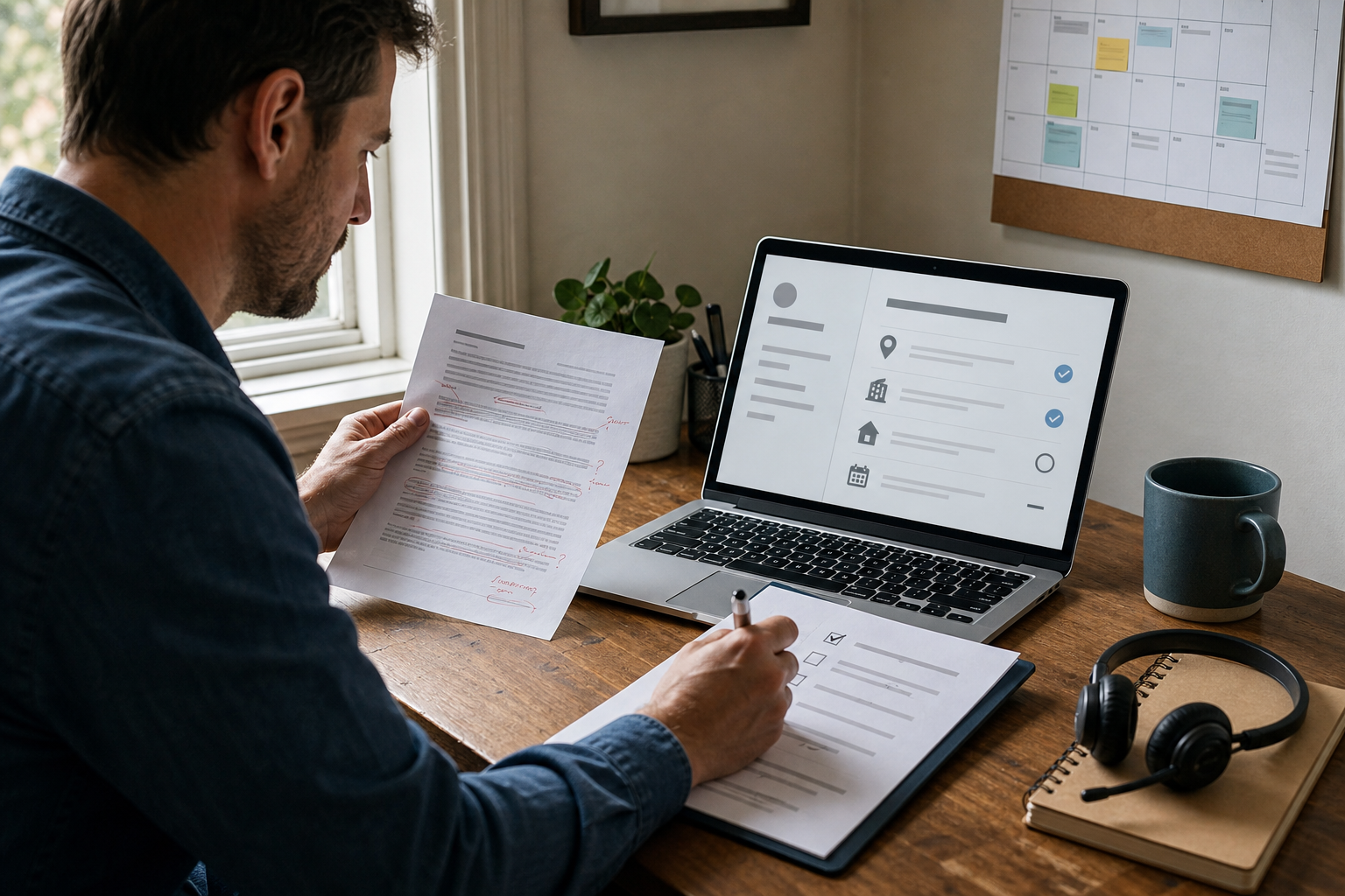 Remote professional preparing evidence of dependable work from home