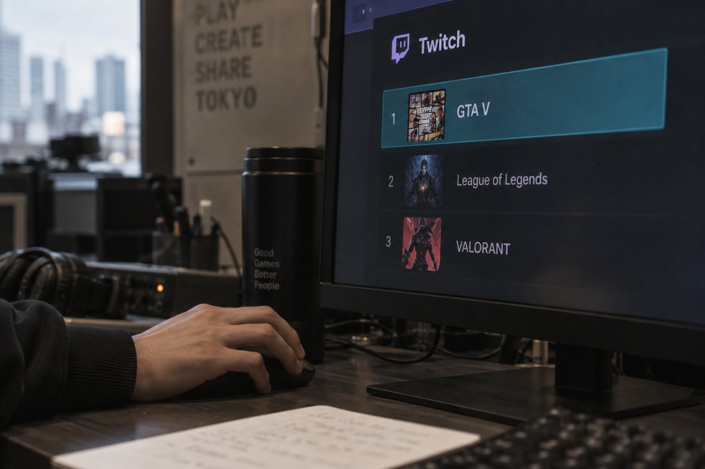 Twitch日本地域でGTA V、League of Legends、VALORANTが上位3作品となった比較
