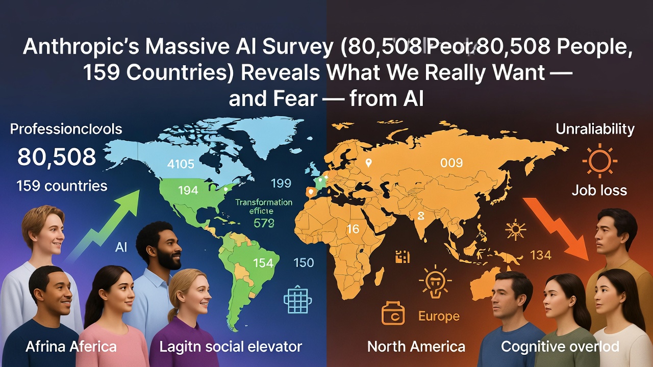 Anthropic’s Massive AI Survey (80,508 People, 159 Countries) Reveals What We Really Want — and Fear — from AI