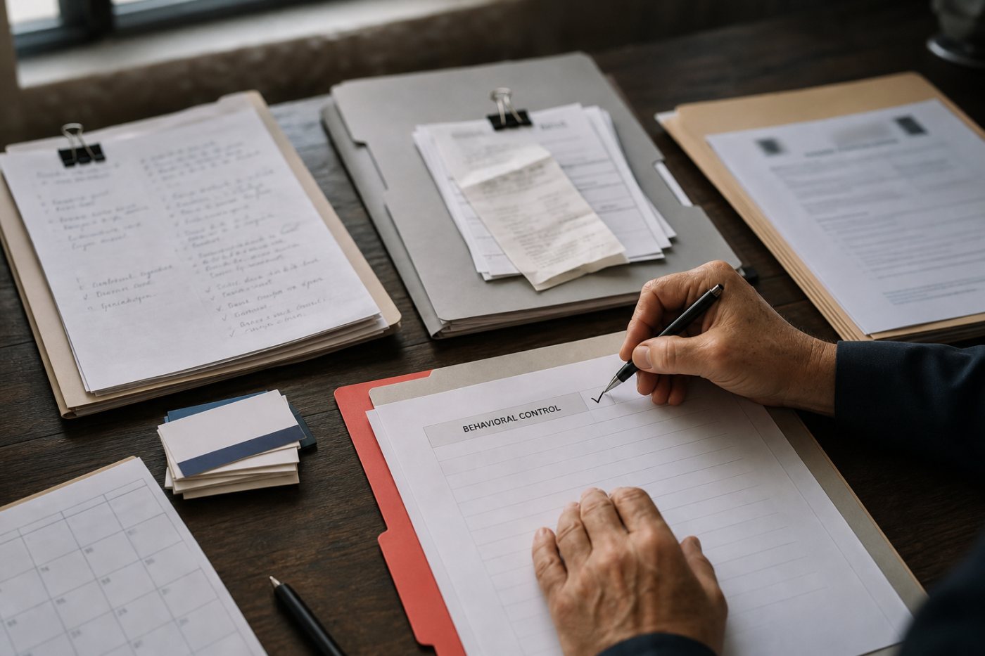 A remote working arrangement assessed under the IRS behavioral, financial and relationship categories.
