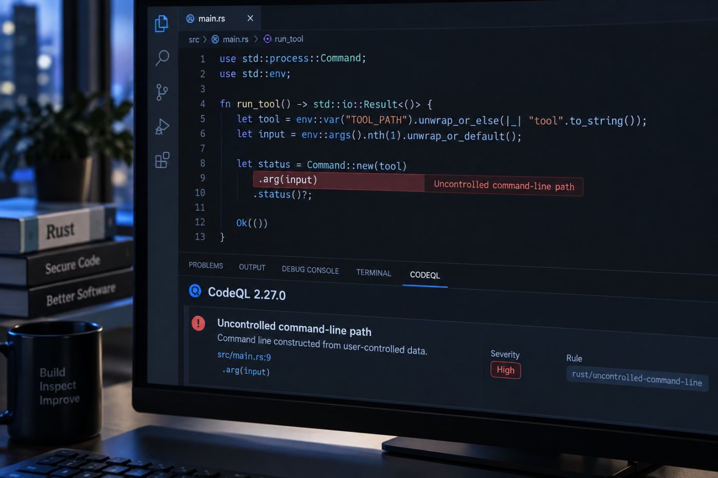 CodeQL 2.27.0’ın Rust kodundaki denetlenmeyen komut satırı yolunu belirlemesi