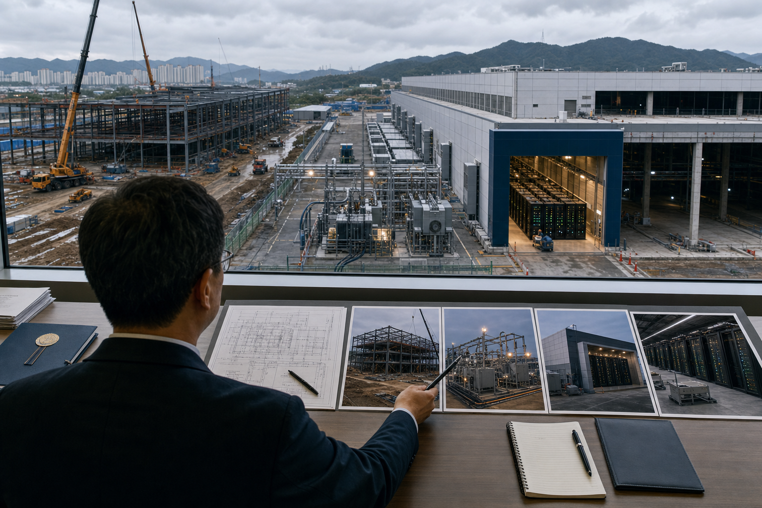 An investor milestone dashboard tracks financing documents, project funding, power delivery, initial operations and customer utilization for Naver’s AI facility