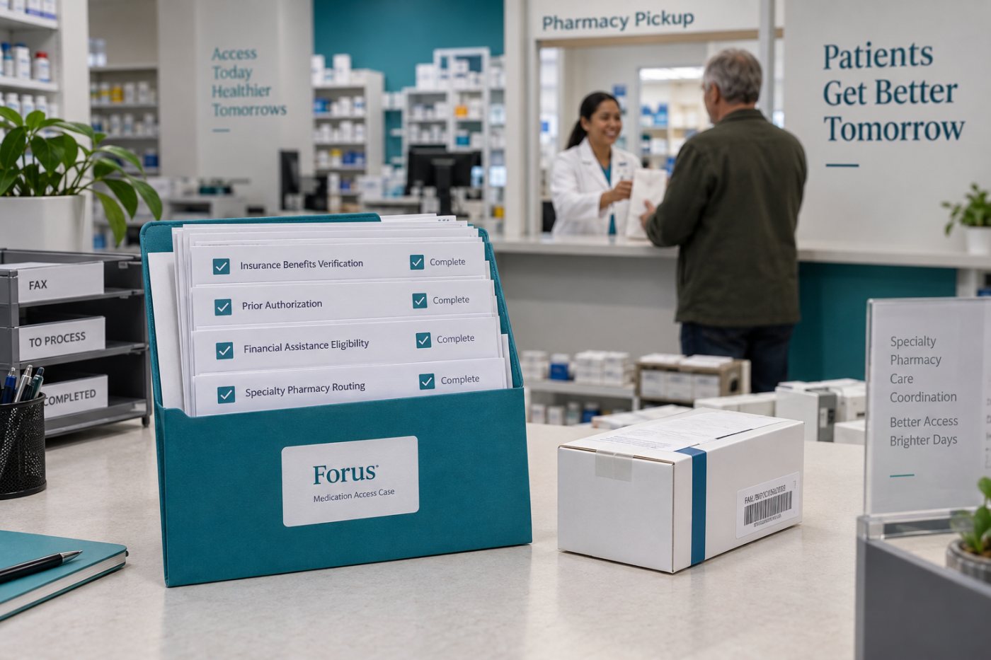 Forus میں نسخے کا انشورنس، مالی معاونت اور specialty pharmacy کے مراحل سے گزرنا