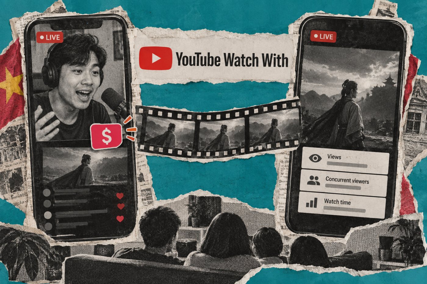 Luồng reaction giữ doanh thu riêng, còn livestream nguồn nhận lượt xem, thời gian xem và người xem đồng thời tổng hợp.