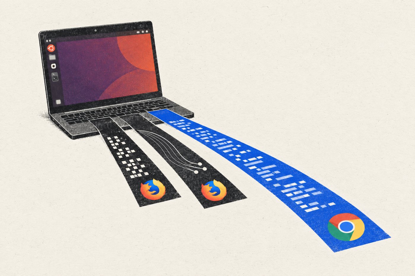 Chrome vodi u JetStreamu 3, a Firefox u MotionMarku i StyleBenchu na istom Linux prijenosniku.