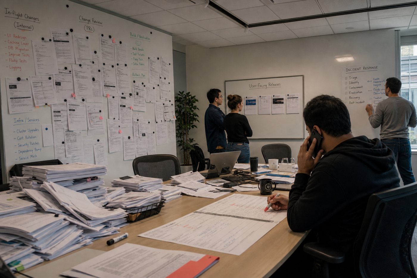 Revisão de software da Meta separa o grande volume de mudanças internas, as entregas menores aos usuários e o trabalho crescente de resposta a incidentes.