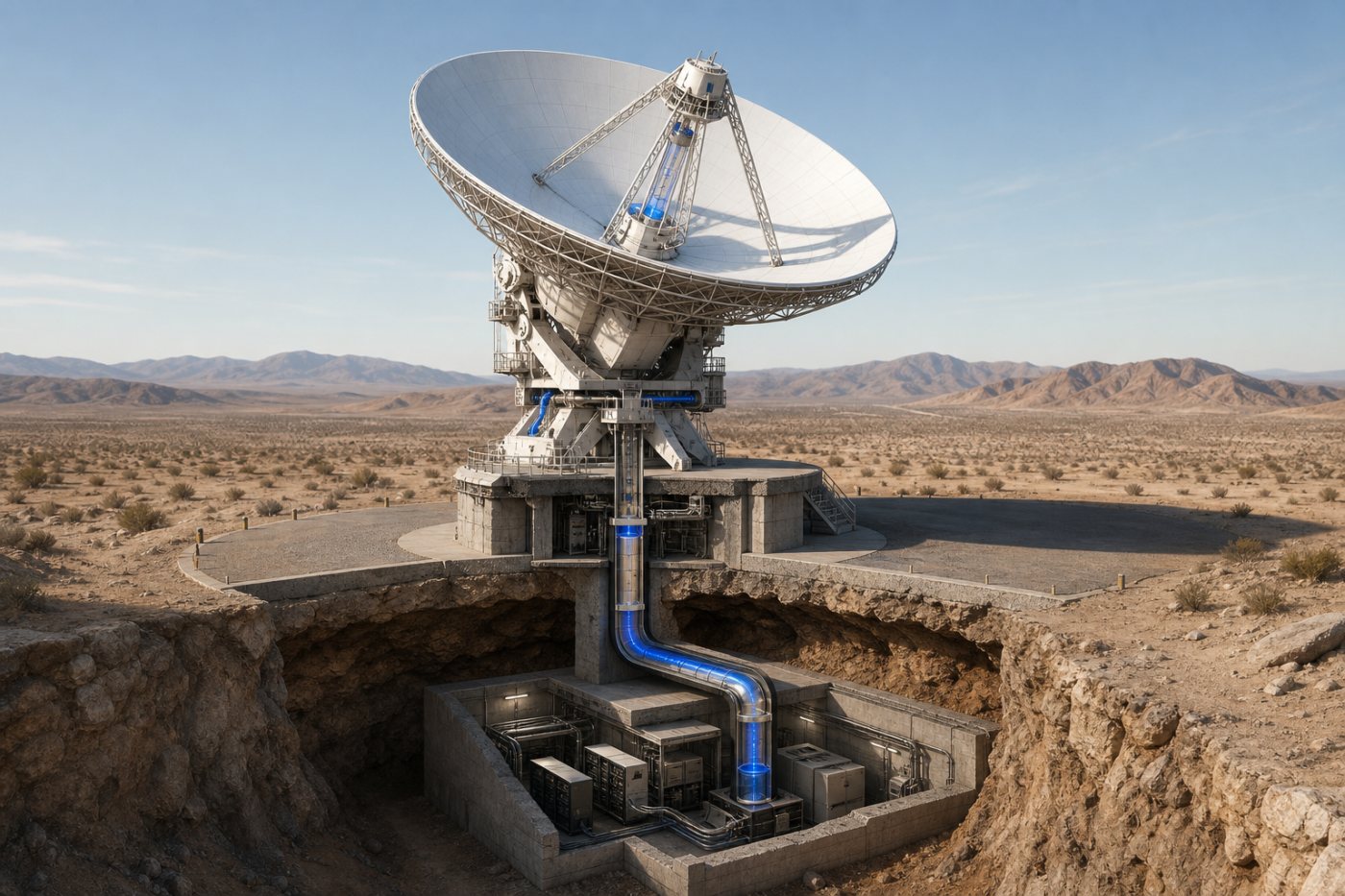 Готовая 34-метровая антенна DSS-23 с волноводным трактом в комплексе Goldstone