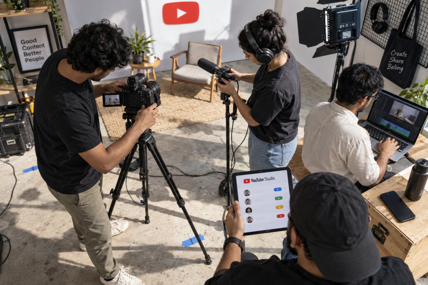 Brand Account থেকে অনুমতি স্থানান্তরের পর একই YouTube চ্যানেলের সহযোগীদের আলাদা ভূমিকা নির্ধারণ করা হচ্ছে।