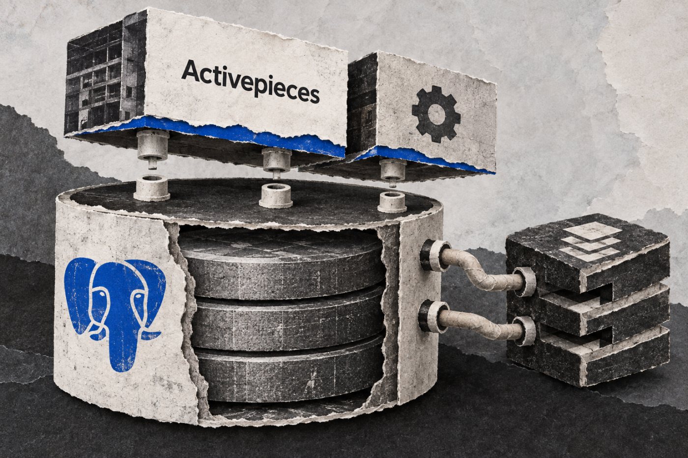 L’auto-hébergement d’Activepieces associe application, worker, PostgreSQL et Redis, avec des données à sauvegarder séparément.