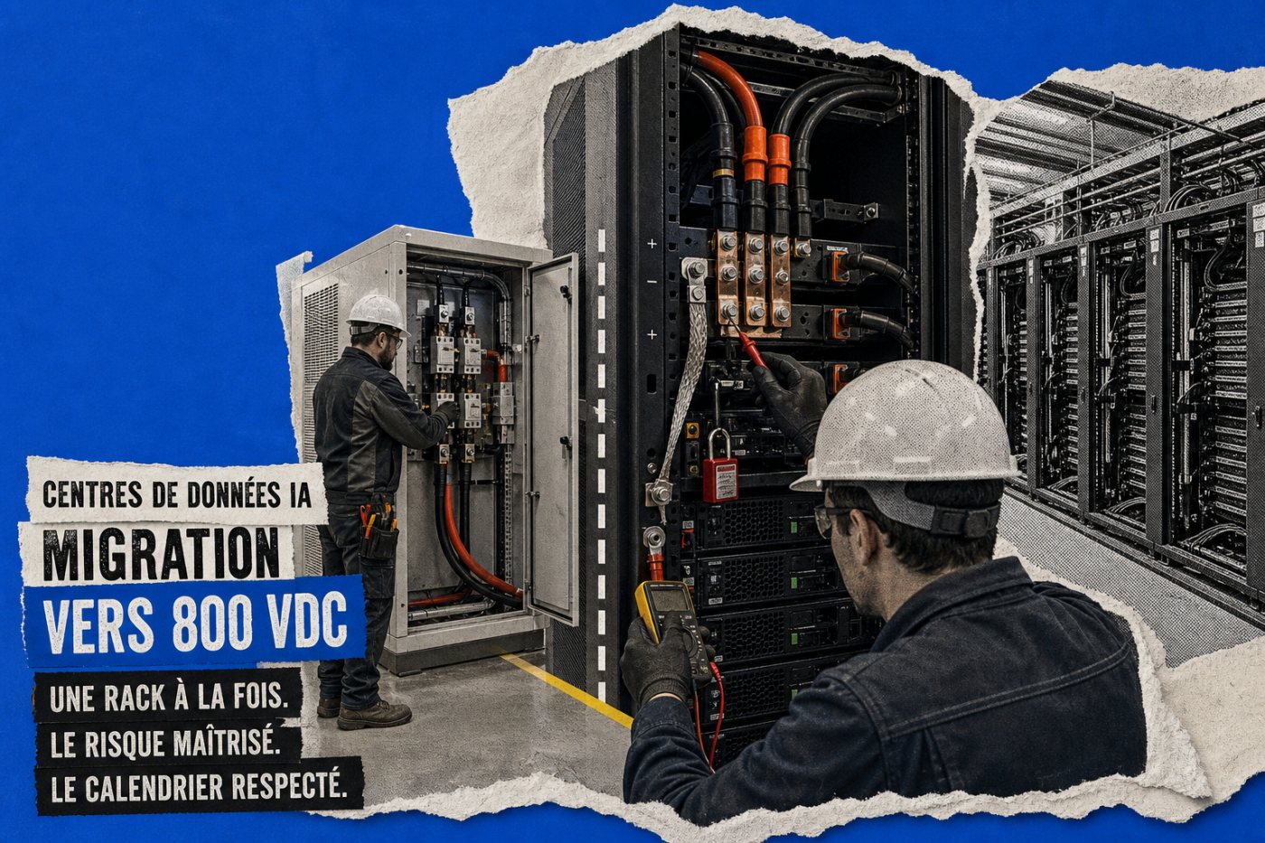 Migration modulaire vers le 800 VDC avec contrôle de la mise à la terre, de la coupure des défauts et de l’isolation d’un rack.