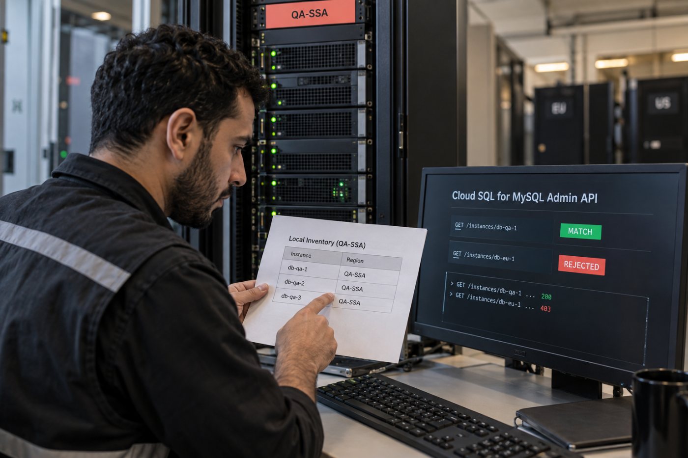اختبار تطابق منطقة Cloud SQL وظهور خطأ 4xx عند توجيه الطلب إلى منطقة مختلفة