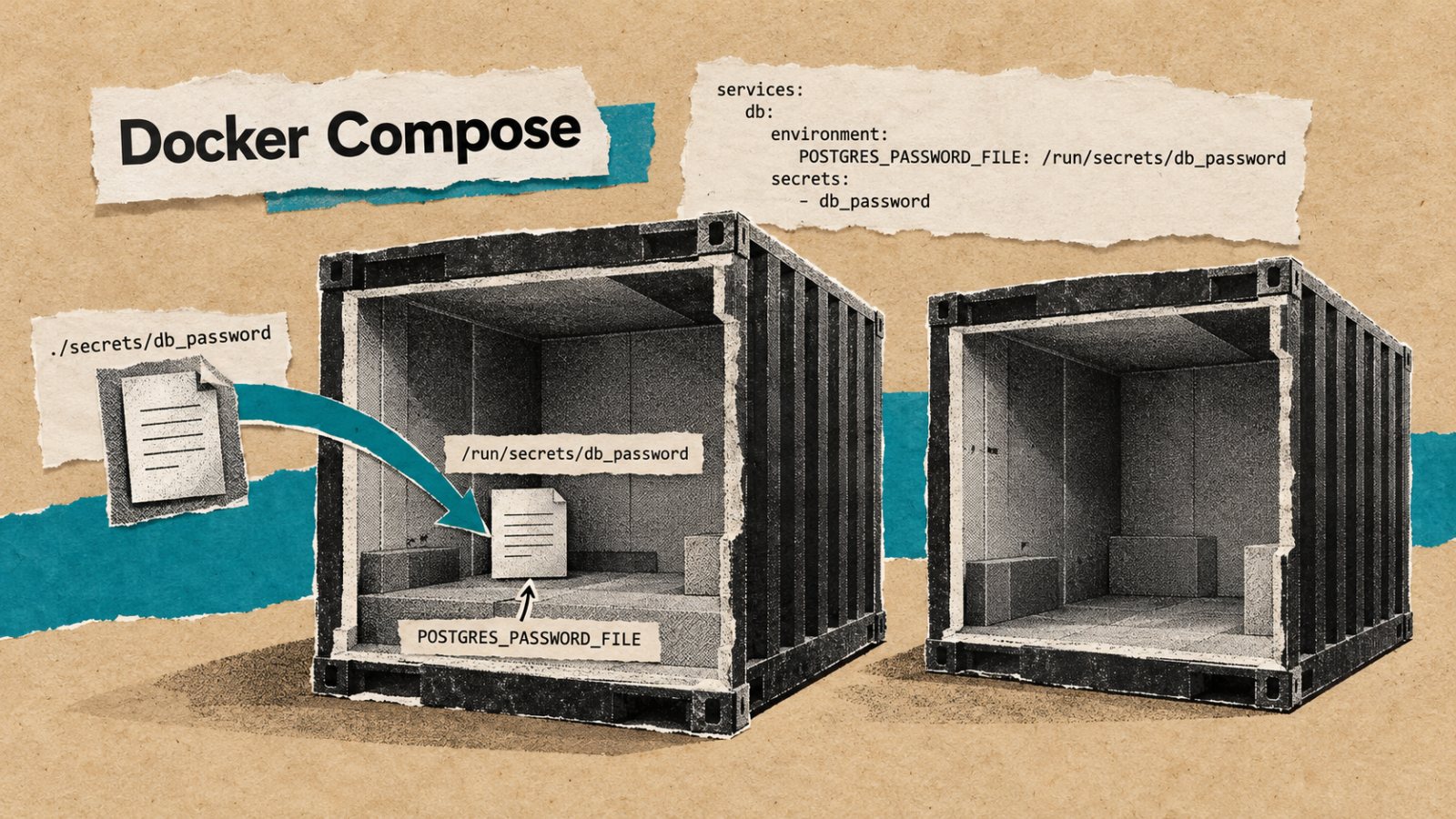 Docker Composen .env ei ole salaisuusholvi – siirrä avaimet secrets-tiedostoiksi