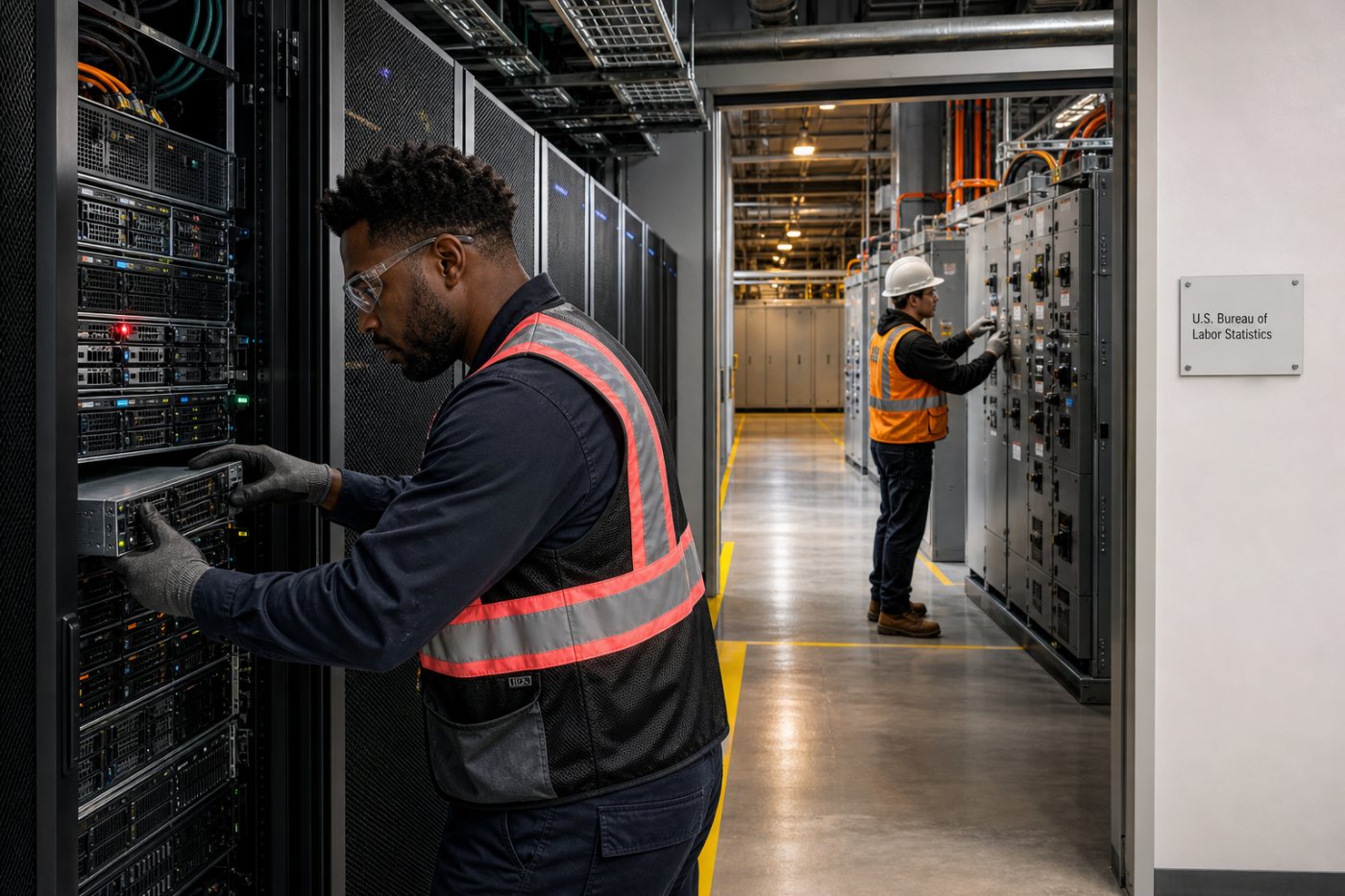Técnicos mantêm infraestrutura computacional e elétrica cuja demanda cresce com a adoção da inteligência artificial