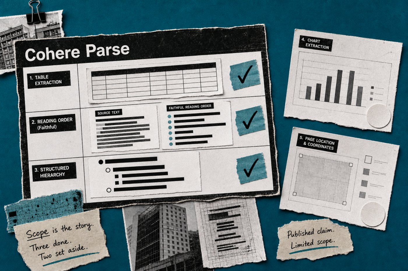 Cohere Parse के 79.2 औसत में तीन ParseBench आयाम शामिल और दो आयाम बाहर