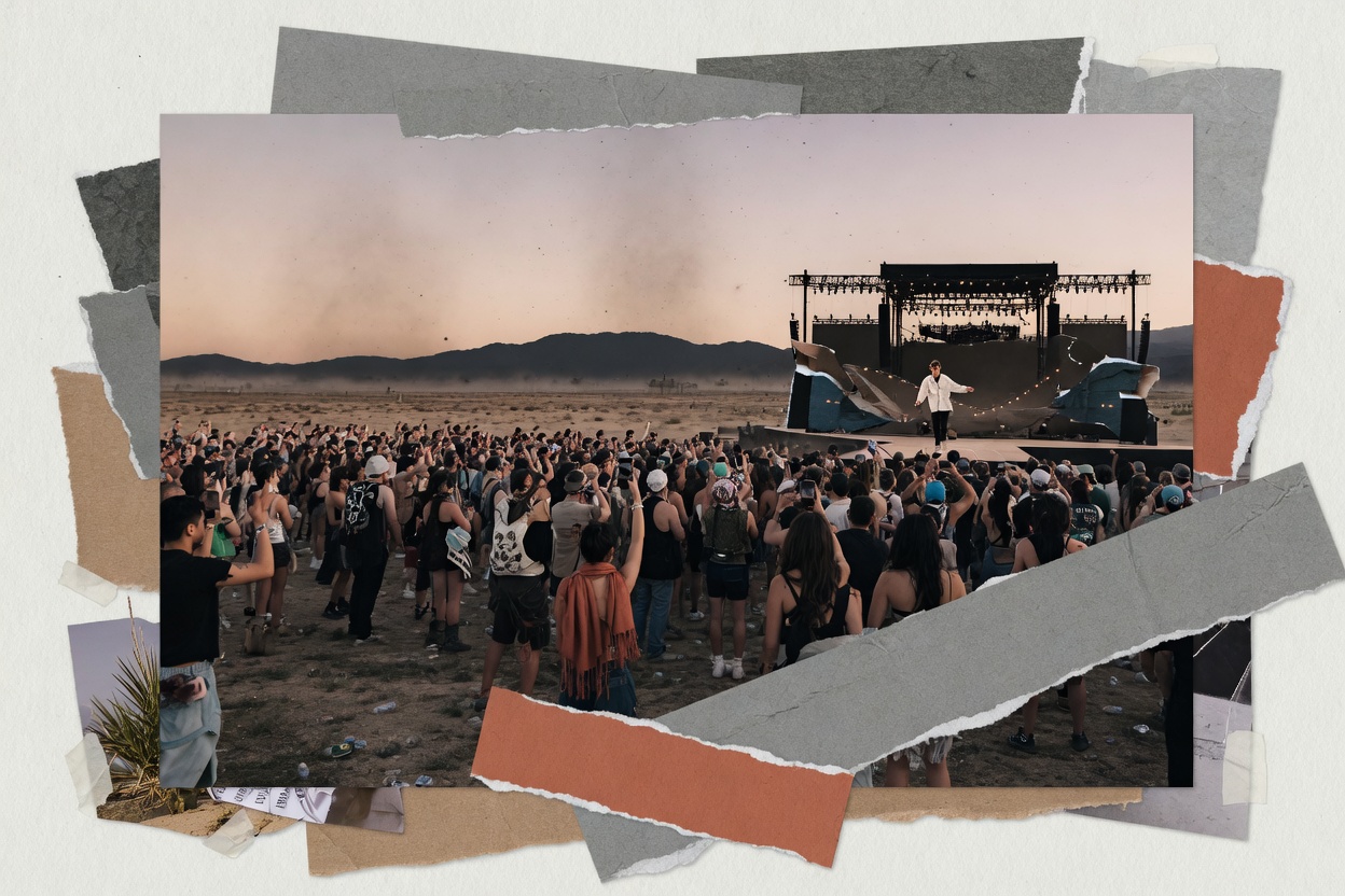 Зрители на фестивале Coachella во время концертного выступления