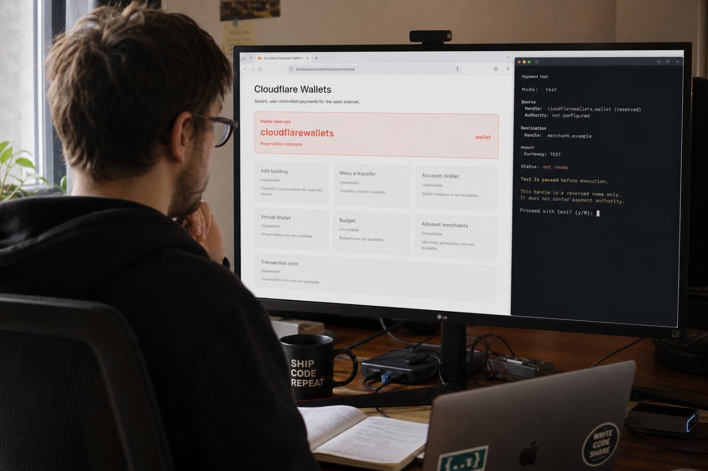 Сопоставление доступной брони имени Cloudflare Wallets с ещё не запущенными финансовыми функциями.