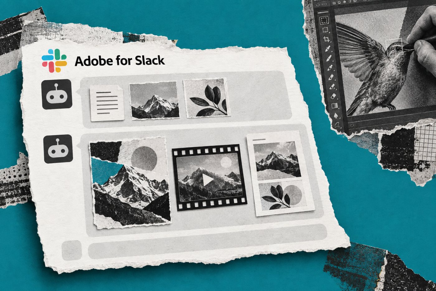 Adobe for Slack transforma o contexto de um Canvas e arquivos em imagem, vídeo e PDF para revisão da equipe.