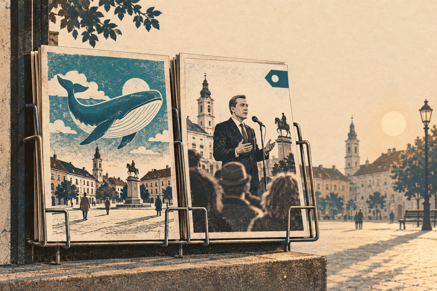 A nyilvánvalóan képzeletbeli illusztráció és a valós eseménynek ható, MI-vel módosított jelenet eltérő jelölési helyzete.