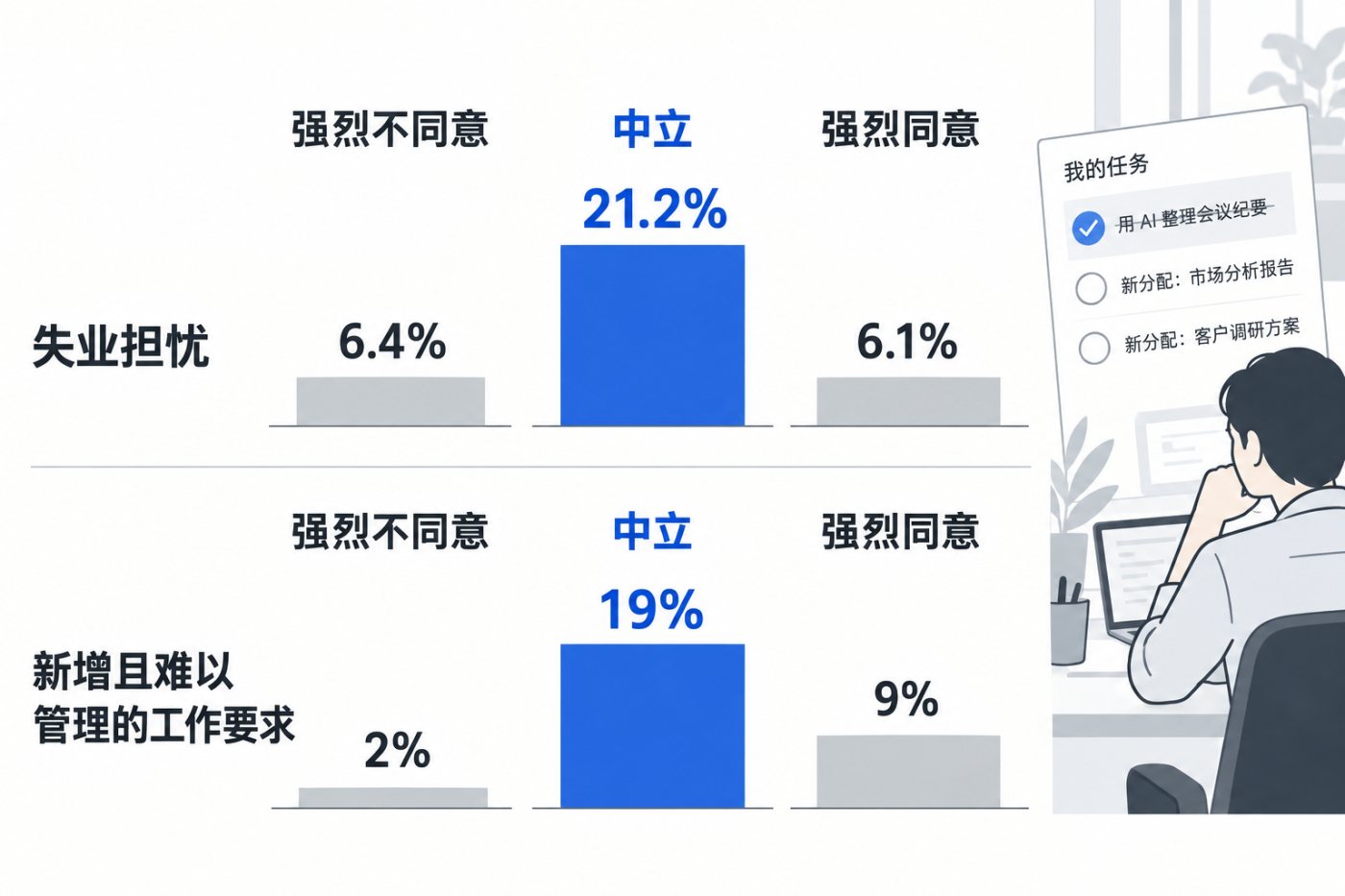 员工使用AI替代部分任务后仍面对增加且难以管理的工作要求