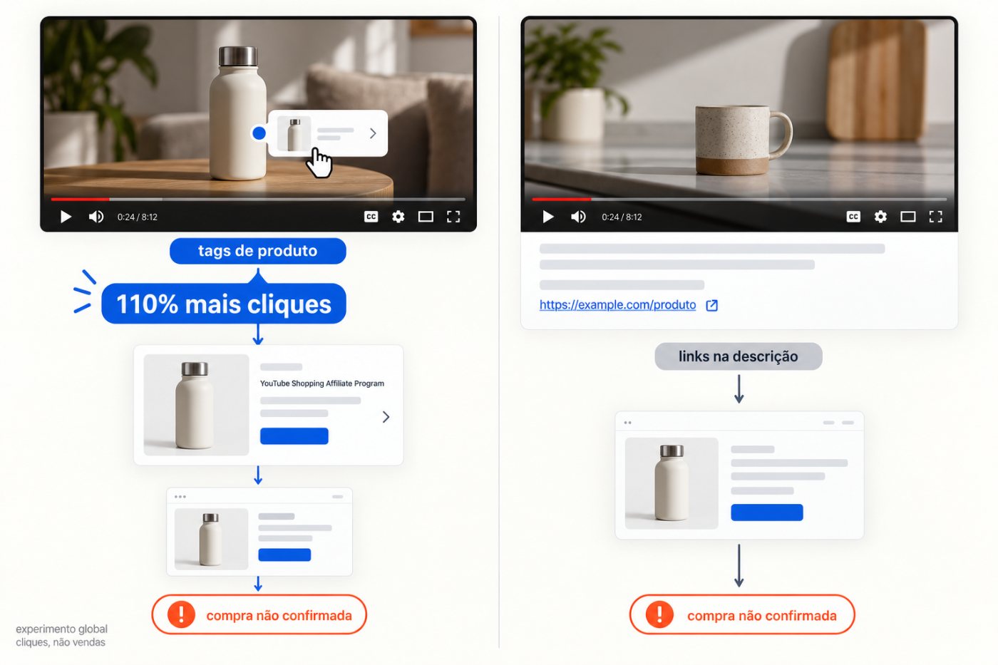 Tags de produto recebem mais cliques que links na descrição, sem representar vendas confirmadas.