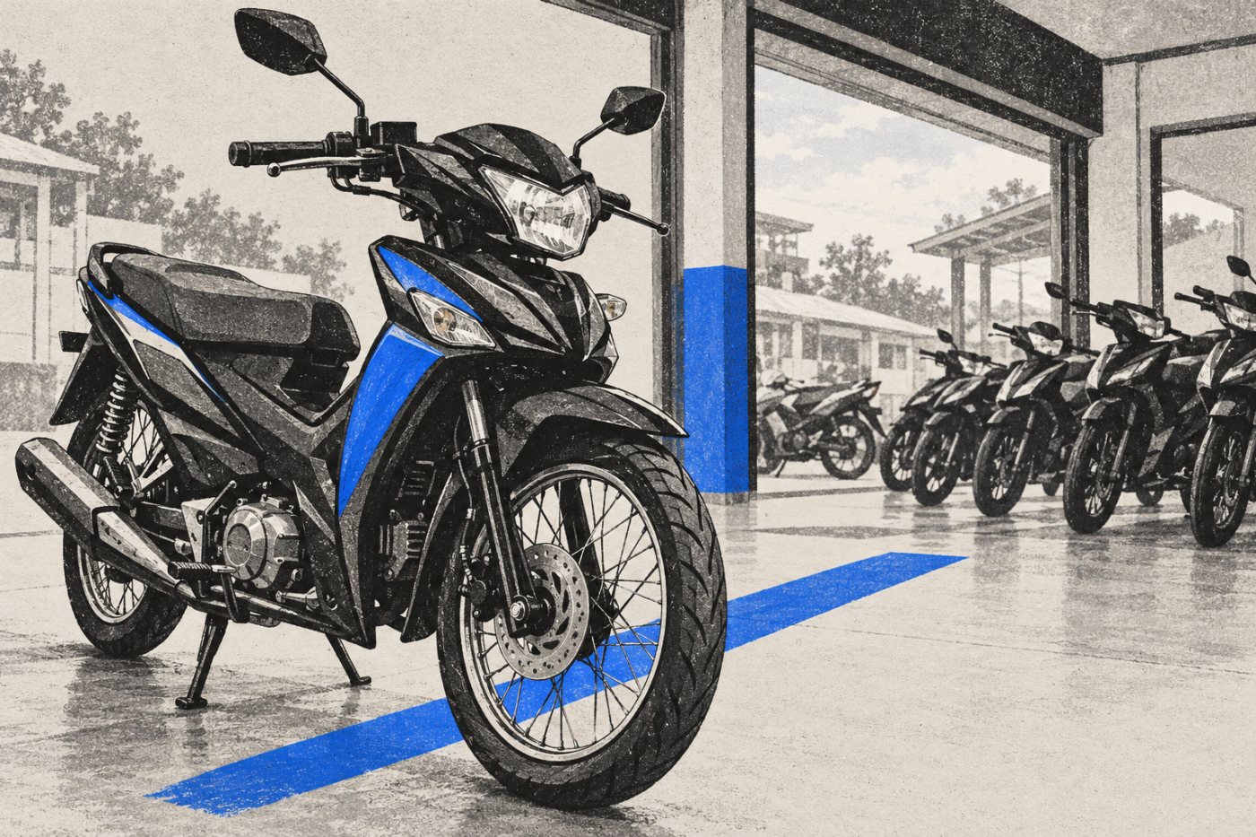 Mga motorsiklong sakop ng umiiral na Salmon Moto Loan sa isang partner dealership habang pinaplano ang mas malawak na pag-aalok nito.