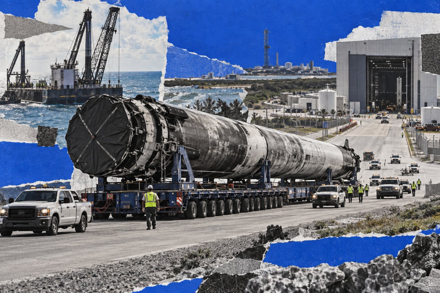 Kurtarılan roket kademesinin taşıma ve saha altyapısı kullanılarak yenileme tesisine götürülmesi