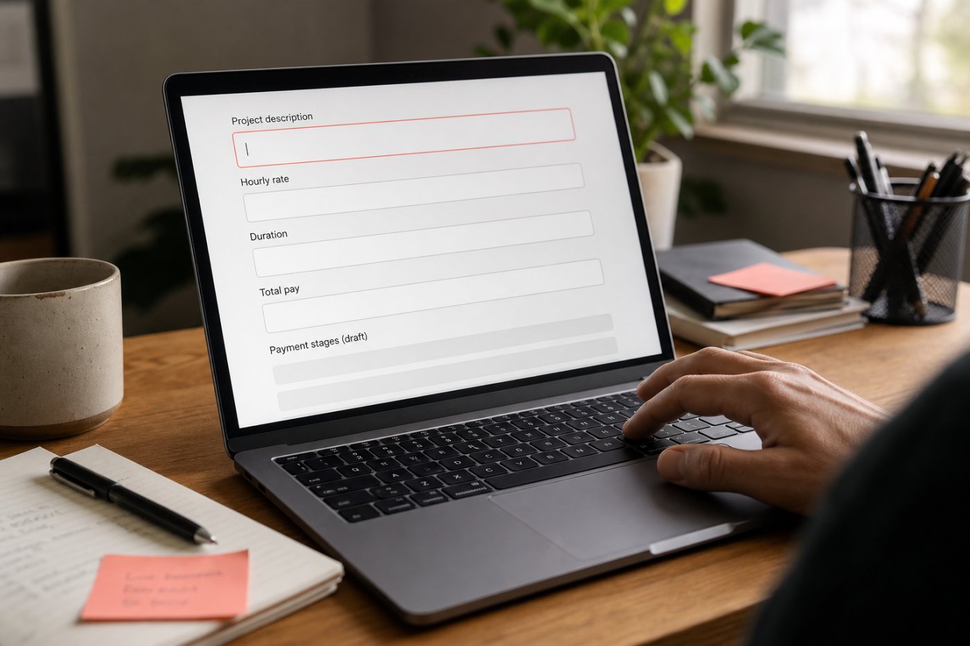 Datos de una oferta freelance utilizados para generar hitos de pago en iHire.