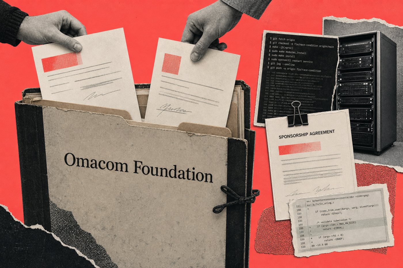 Diferencia entre las aportaciones de los mecenas a Omacom Foundation y los patrocinios destinados al mantenimiento de Linux.