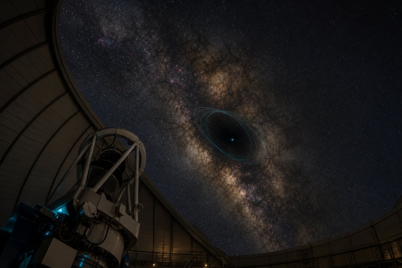 L’ellipse orbitale de S301 change légèrement d’orientation sous les effets relativistes près de Sagittarius A*.