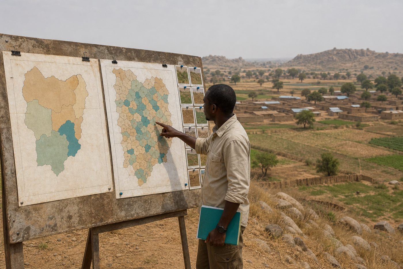 Ein Test zur Ernährungssicherheit in Nigeria vergleicht kleinräumige Prognosen der Planetary Prediction Engine mit zurückgehaltenen Referenzdaten.