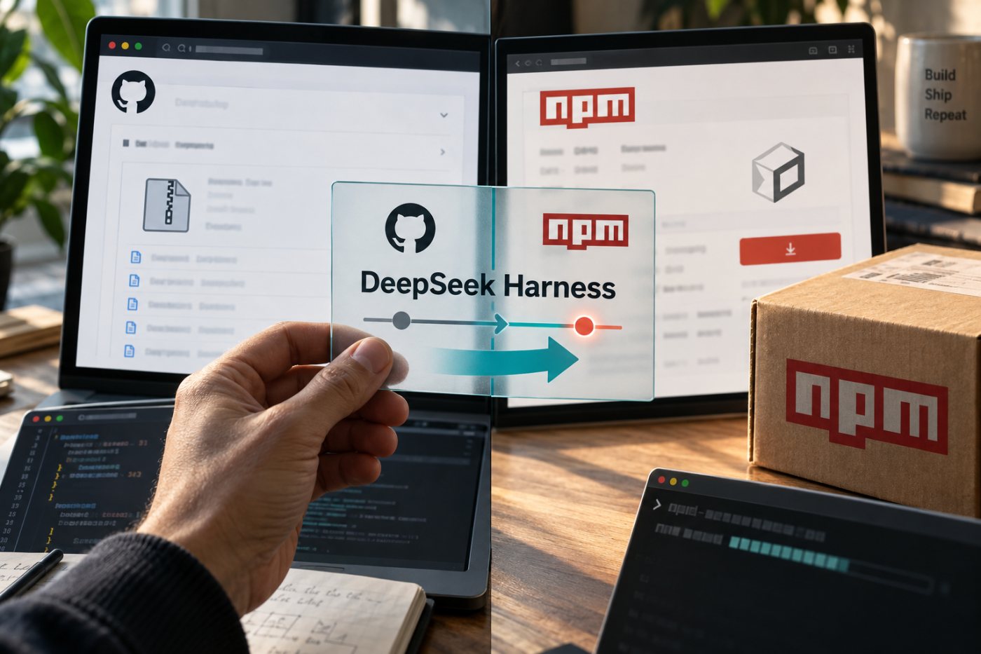 Comparación de entregas de DeepSeek Harness: la corrección aparece en GitHub antes que en npm.