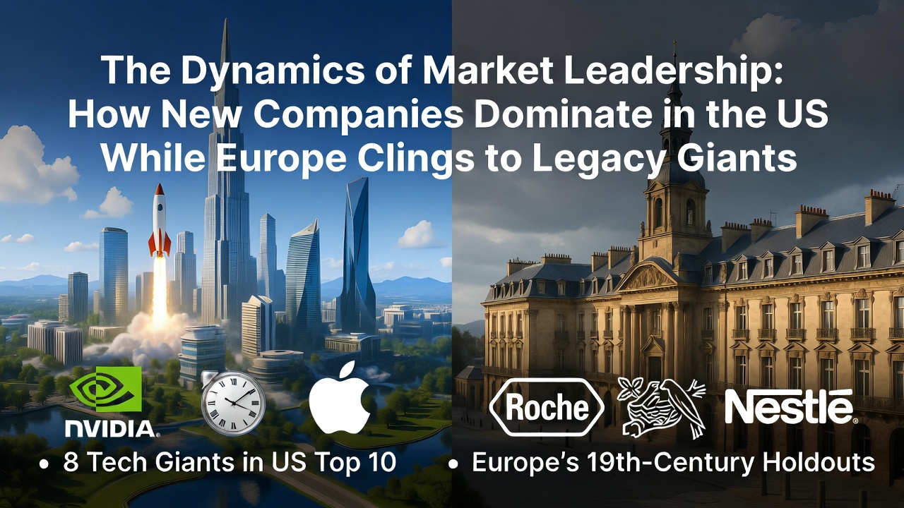 The Dynamics of Market Leadership: How New Companies Dominate in the US While Europe Clings to Legacy Giants
