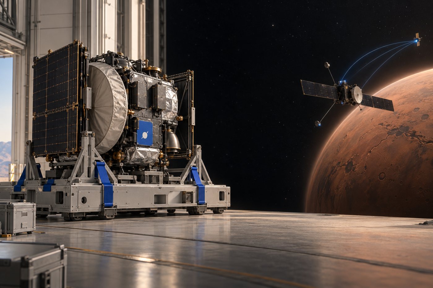 Lieferung des Orbiters bis Ende 2028 und spätere Inbetriebnahme am Mars sind getrennte Meilensteine.