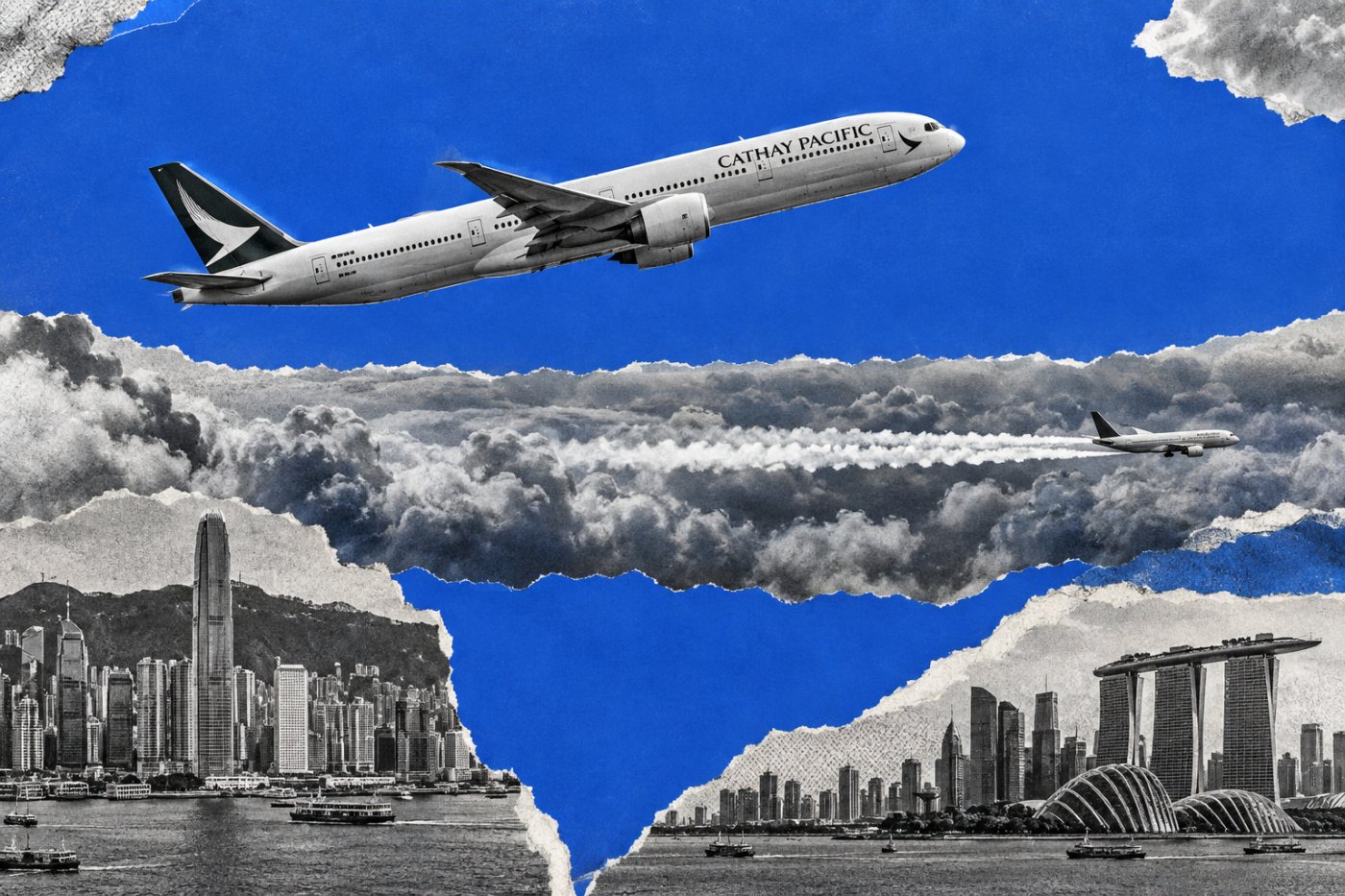 Hong Kong–Singapore راستے پر معمولی بلندی کی تبدیلی سے Cathay Pacific کی پرواز دیرپا contrail بننے سے بچتی ہوئی
