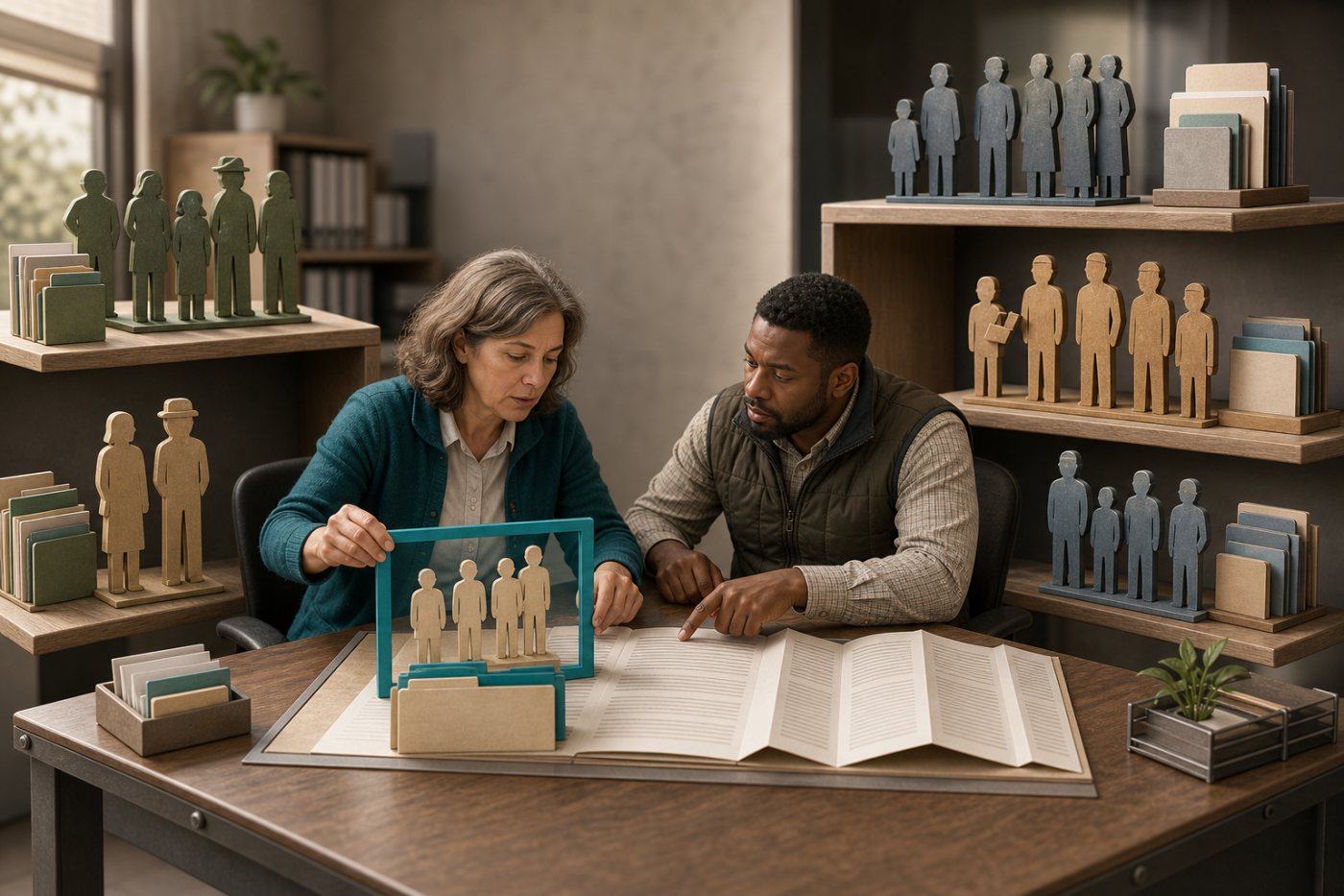 Representante sindical verifica quais empregados da USDA Rural Development estão cobertos pelo acordo coletivo.
