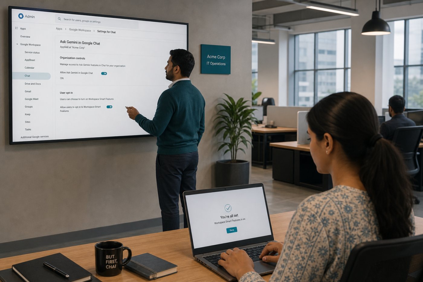 منتظم کی Workspace ترتیبات اور صارف کے Smart Features اندراج سے Ask Gemini کی رسائی طے ہونا