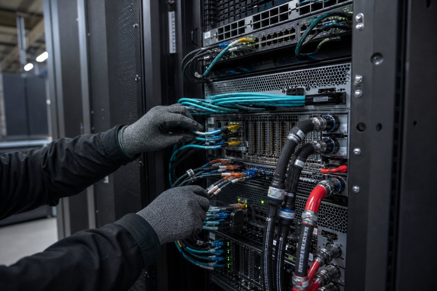 Computação Supermicro conectada às redes Cisco em uma instalação de IA em escala de rack.
