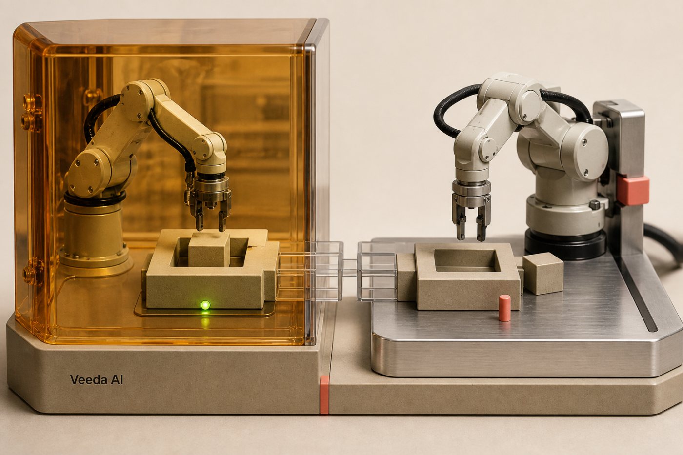Une tâche réussie en simulation attend encore sa validation sur un robot réel pour établir les performances de Veeda AI.