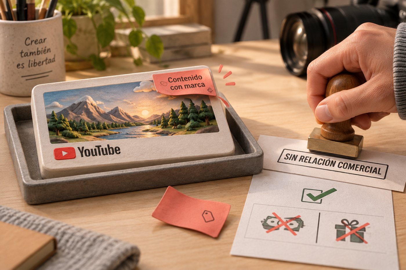 Un creador revisa una detección errónea de YouTube, certifica que no existe relación comercial y anula el aviso.