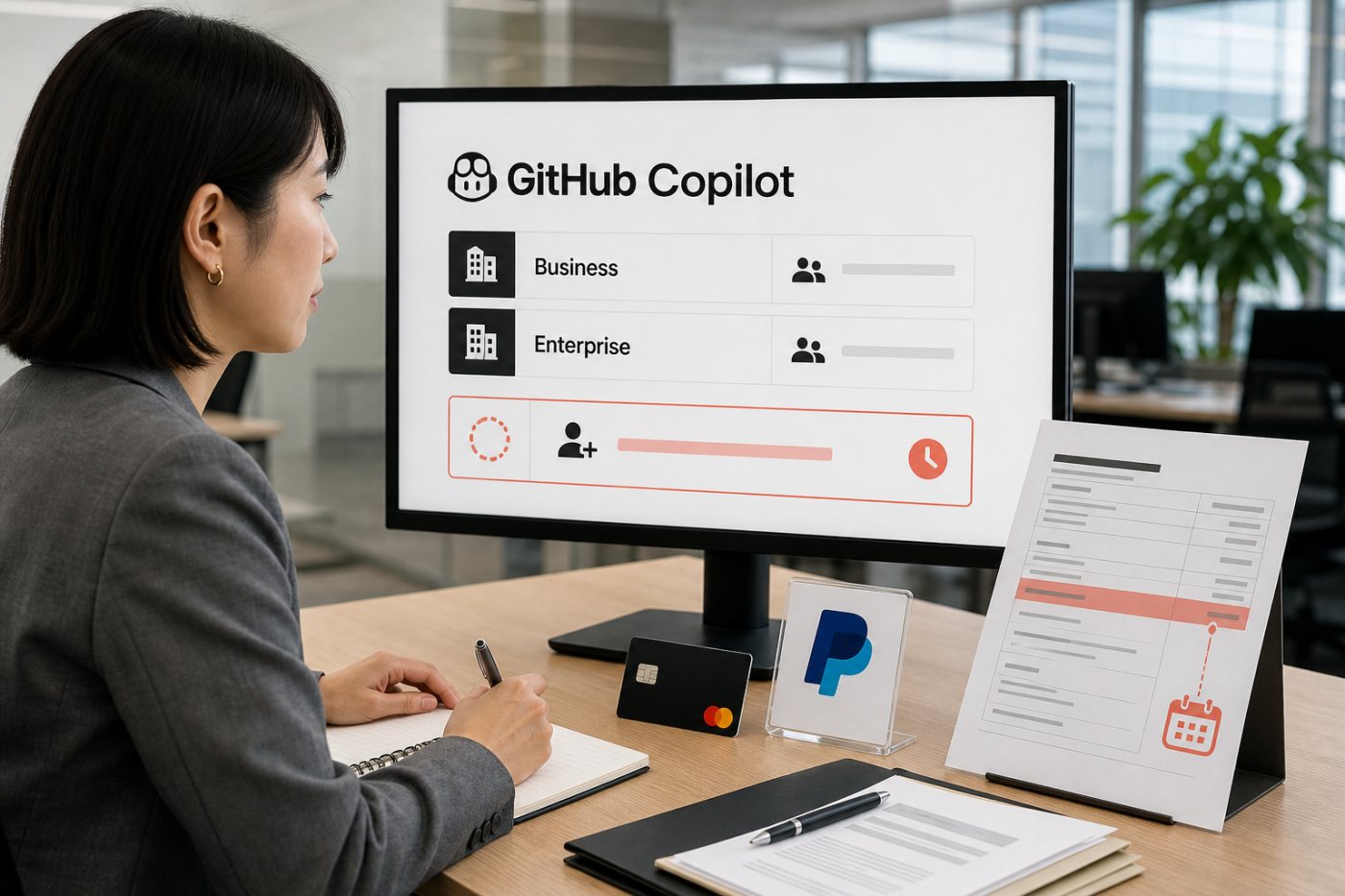 カード・PayPal契約のGitHub Copilot座席と2026年10月1日の前払い適用を確認する管理業務