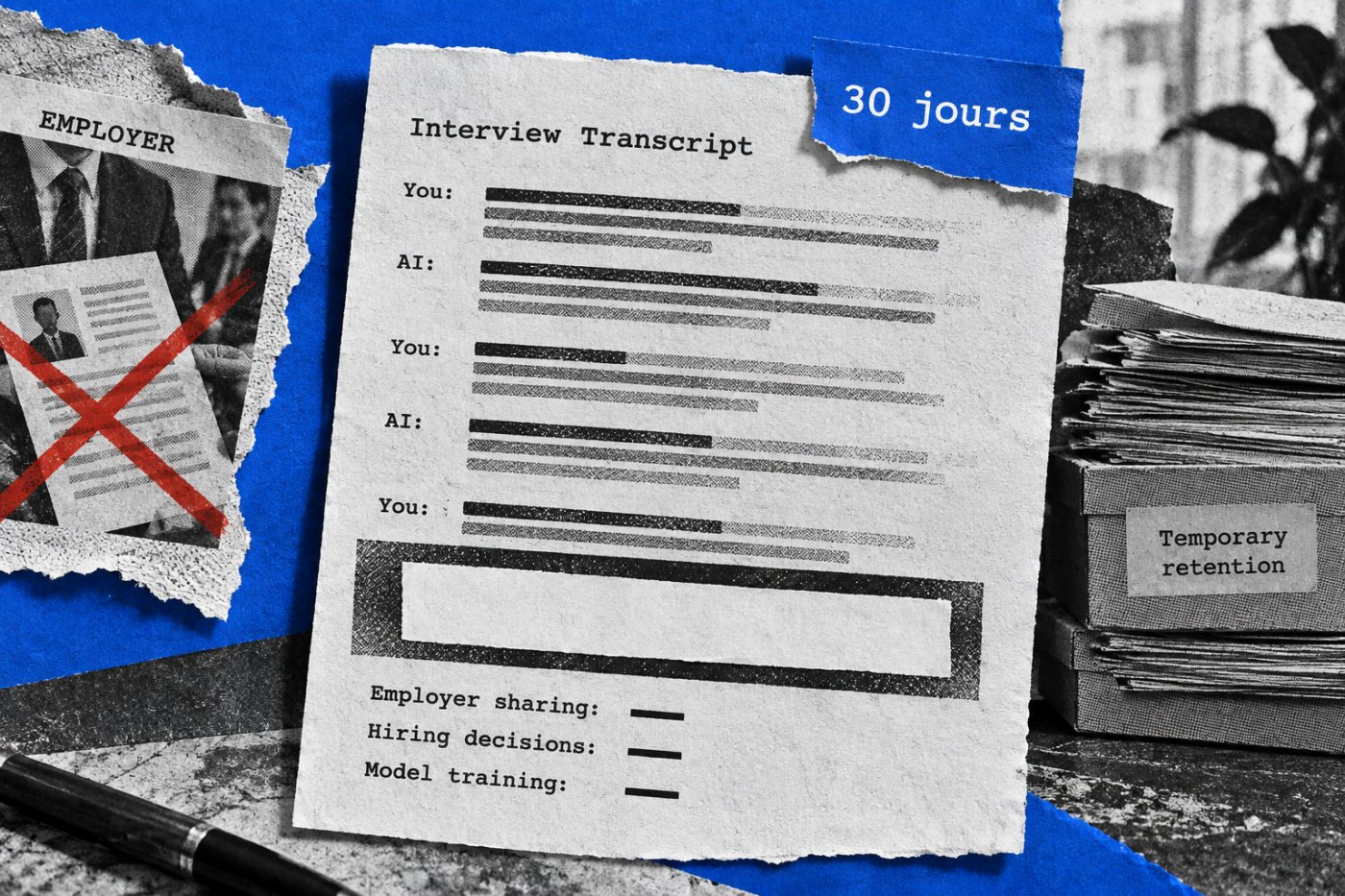 Les données de l’entretien AI Career Day restent temporaires avant leur suppression annoncée sous 30 jours.