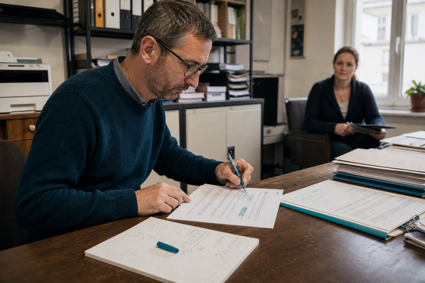 Validation humaine d’un document préparé par une IA, avec correction d’un montant et d’une échéance avant approbation.
