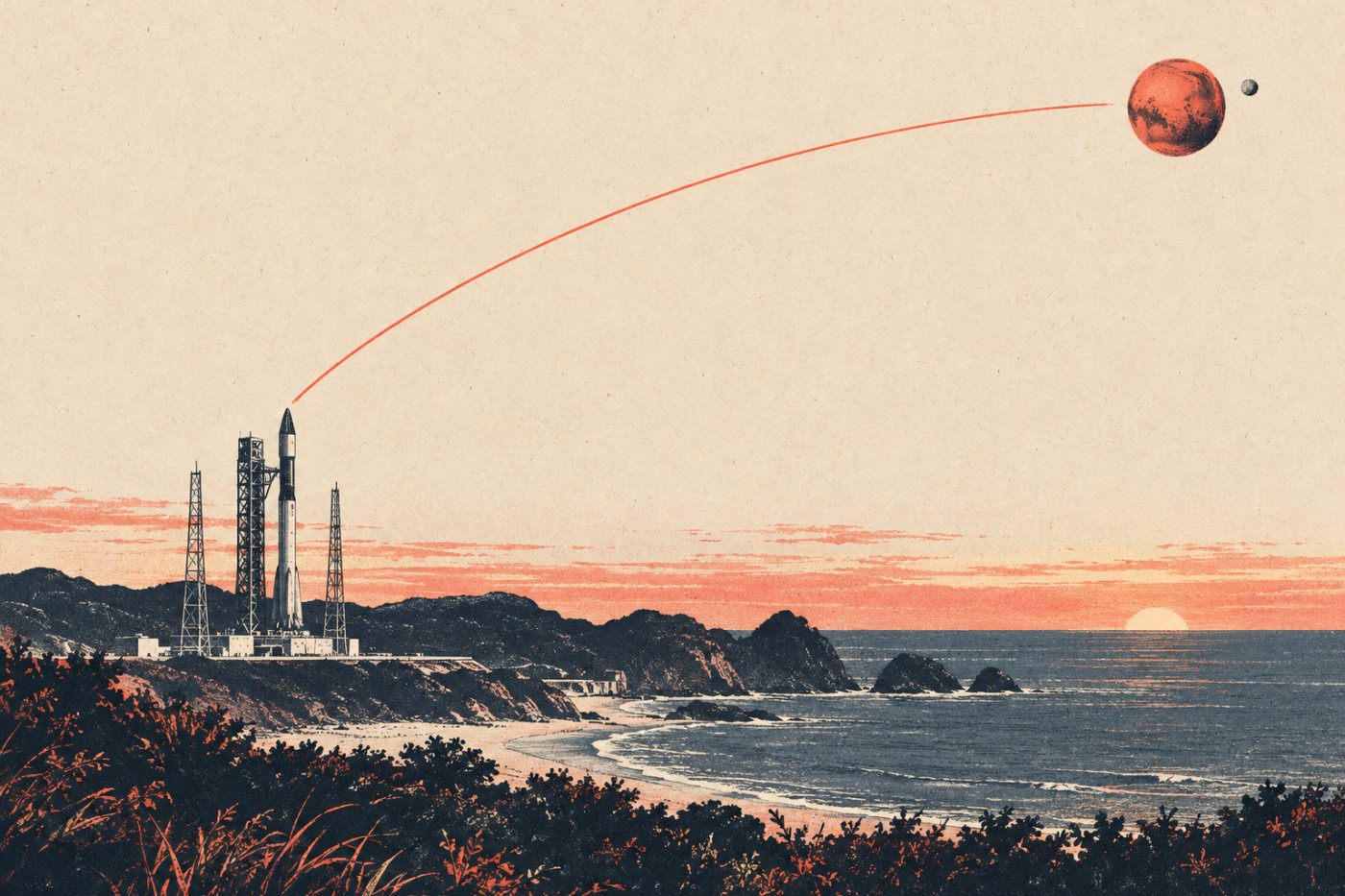 Raketa H3 s misiou MMX pripravená na štart z kozmodrómu Tanegašima.