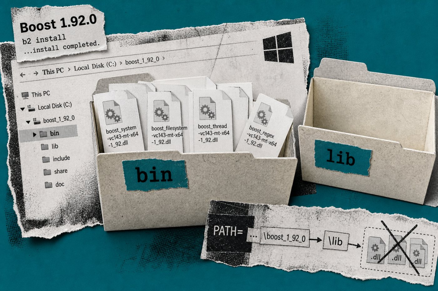 Boost 1.92.0 installs Windows DLL files in the binary directory by default.