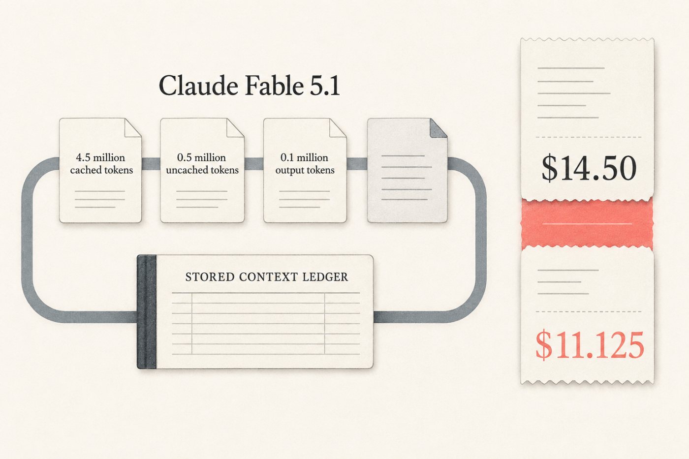 দীর্ঘ Claude Fable 5.1 agent loop-এ context পুনর্ব্যবহার করে মোট bill ১৪.৫০ থেকে ১১.১২৫ ডলারে নামা