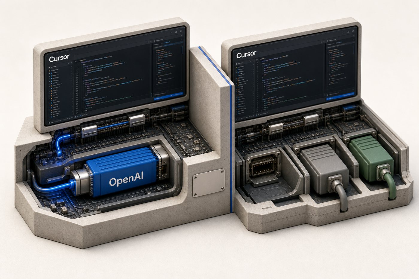 Comparaison du fonctionnement de Cursor avant et après la fin proposée de l’accès direct aux modèles OpenAI.
