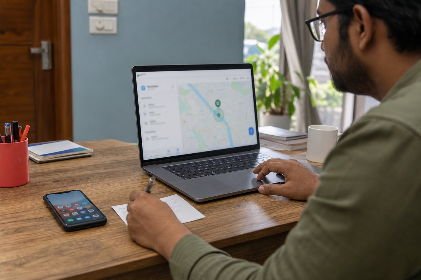 किसी भरोसेमंद कंप्यूटर से Find Hub में सही Android फ़ोन और उसकी दूरस्थ उपलब्धता की जाँच।