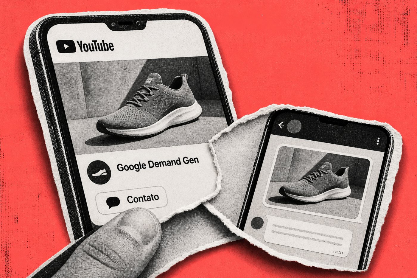 Anúncio Demand Gen no YouTube conduz diretamente a uma conversa com a marca em um aplicativo de mensagem.